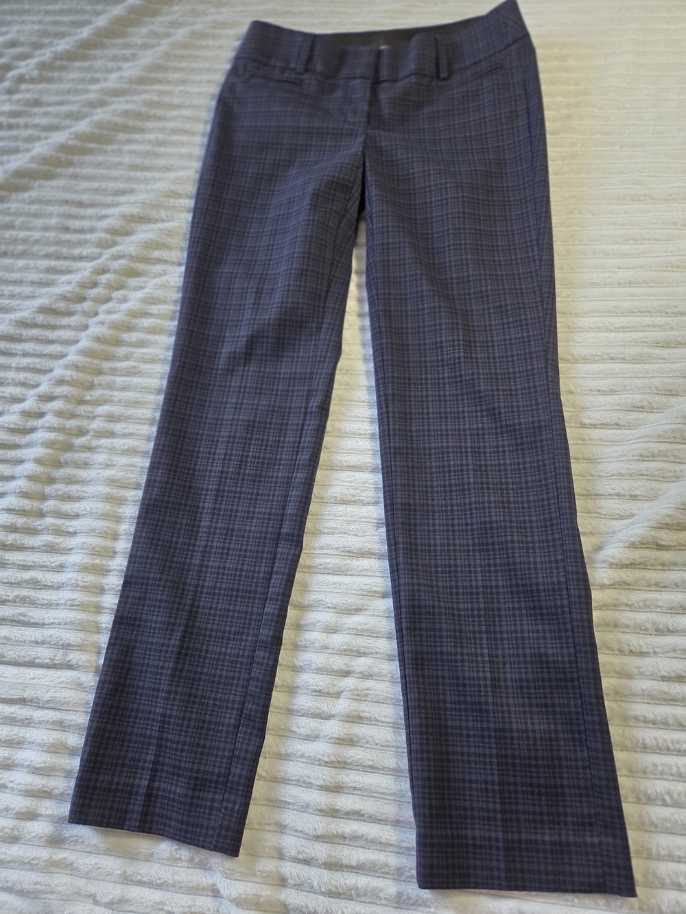 LOFT Marisa Straight Plaid Dress Pants Size 00 Blue Black Career Work Trousers